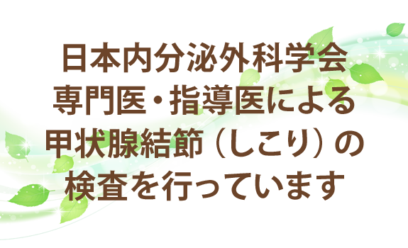 日本内分泌外科学会専門医・指導医による甲状腺結節（しこり）の検査